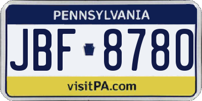 PA license plate JBF8780