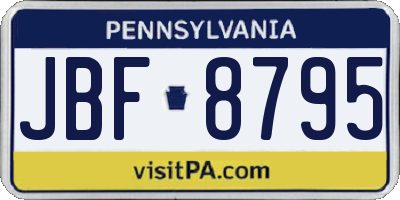 PA license plate JBF8795