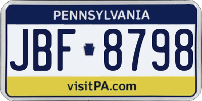 PA license plate JBF8798