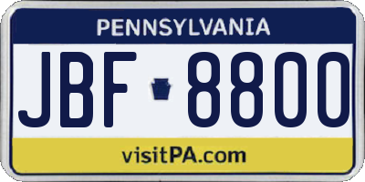 PA license plate JBF8800