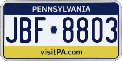 PA license plate JBF8803