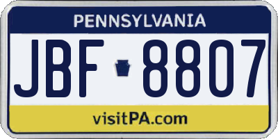 PA license plate JBF8807