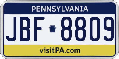PA license plate JBF8809