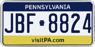 PA license plate JBF8824