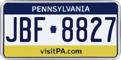 PA license plate JBF8827