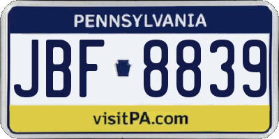 PA license plate JBF8839