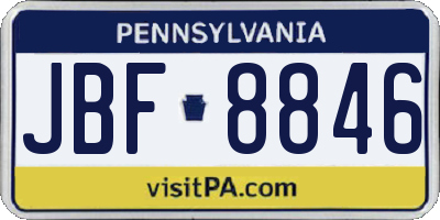 PA license plate JBF8846