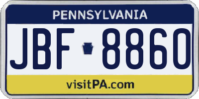PA license plate JBF8860