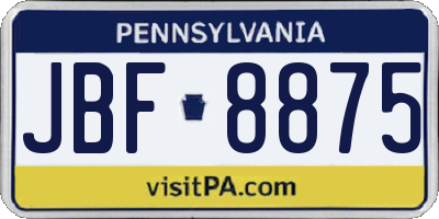 PA license plate JBF8875