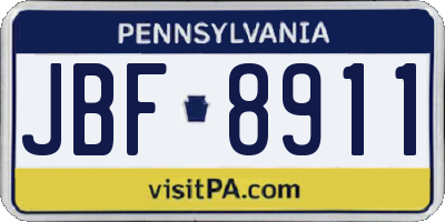 PA license plate JBF8911