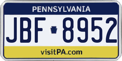 PA license plate JBF8952