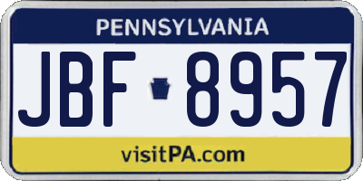 PA license plate JBF8957