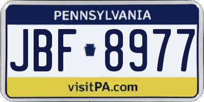 PA license plate JBF8977