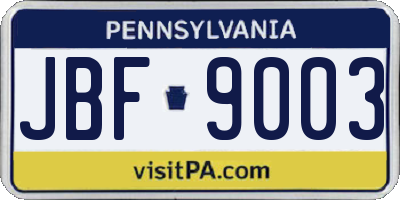 PA license plate JBF9003