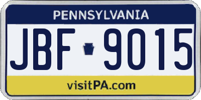 PA license plate JBF9015