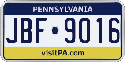 PA license plate JBF9016