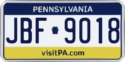 PA license plate JBF9018