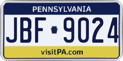 PA license plate JBF9024