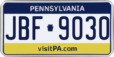 PA license plate JBF9030