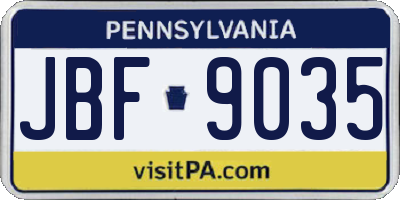 PA license plate JBF9035