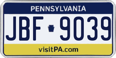 PA license plate JBF9039