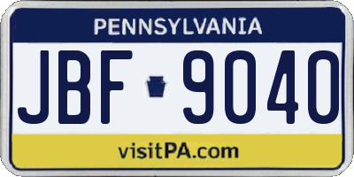 PA license plate JBF9040