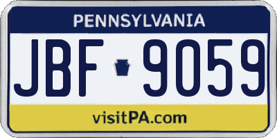 PA license plate JBF9059