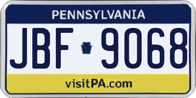 PA license plate JBF9068