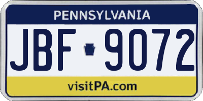 PA license plate JBF9072