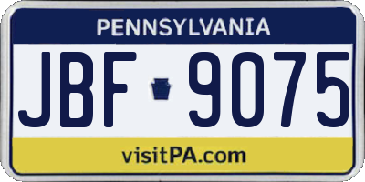 PA license plate JBF9075