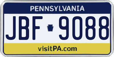 PA license plate JBF9088