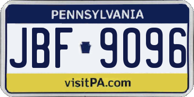 PA license plate JBF9096