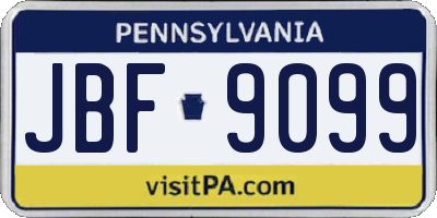 PA license plate JBF9099