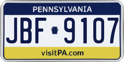 PA license plate JBF9107