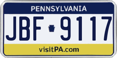 PA license plate JBF9117