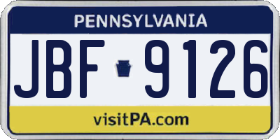 PA license plate JBF9126