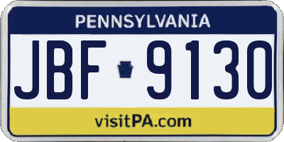 PA license plate JBF9130