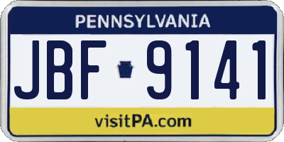 PA license plate JBF9141