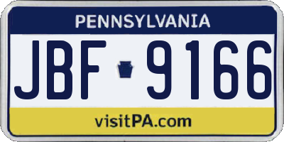 PA license plate JBF9166
