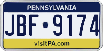 PA license plate JBF9174