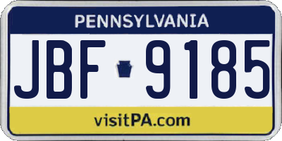 PA license plate JBF9185