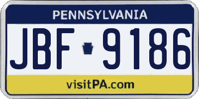 PA license plate JBF9186