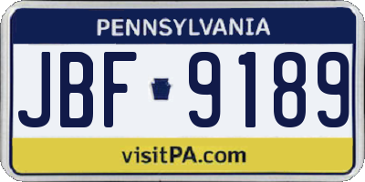 PA license plate JBF9189