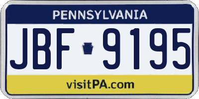 PA license plate JBF9195