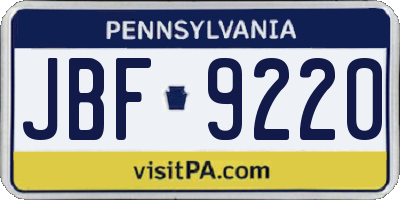 PA license plate JBF9220