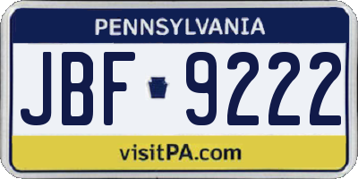 PA license plate JBF9222