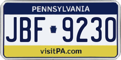 PA license plate JBF9230