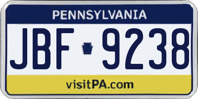 PA license plate JBF9238