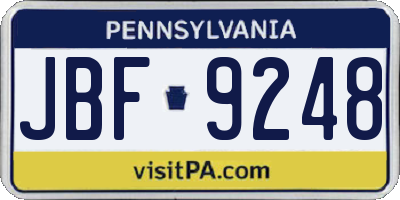 PA license plate JBF9248