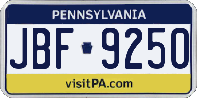 PA license plate JBF9250